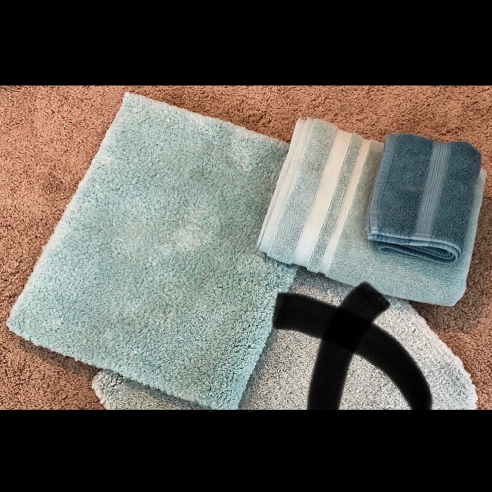 Bathroom Rug (1) and Towels (2)
